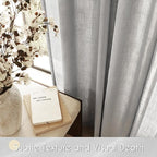 Linen Blend Grey Curtains for Living Room Back Tab Modern Farmhouse Semi Sheer Light Gray Curtains 84 inches Long 2 Panels Set Muted Neutral Cotton Texture Window Curtain for Dining Room Bedroom