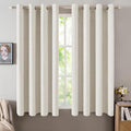 MIULEE Linen Texture Curtains for Bedroom Solid 100% Blackout Thermal Insulated Linen Beige Curtains Grommet Room Darkening Drapes for Living Room Nursery 52x63 Inch (2 Panels)