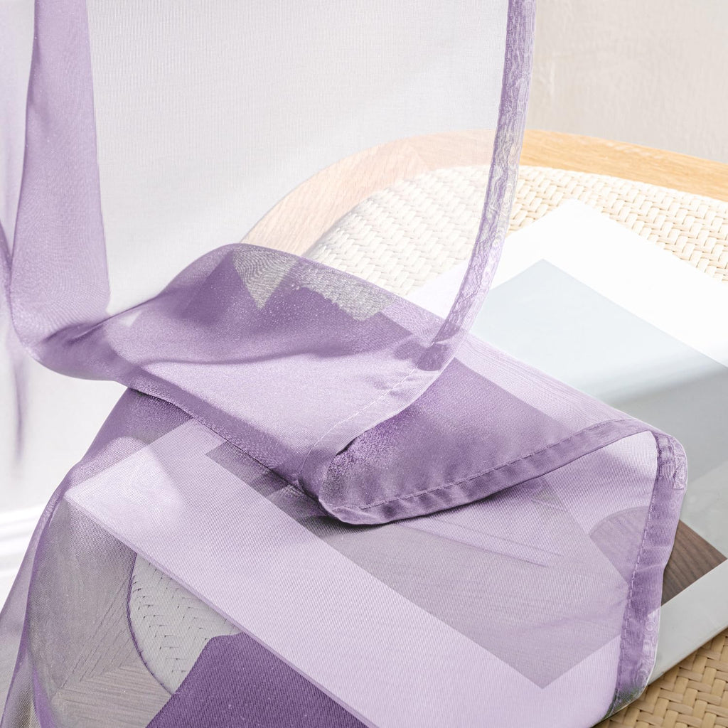 MIULEE Light Purple Sheer Curtains 84 Inches Long 4 Panels 42 x 84 Inches