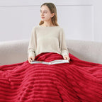 BEDELITE King Size Blanket for Bed, 300GSM Soft & Warm Fleece Blanket, Decorative and Giftable Striped Red Blankets for Women, Men, 108"x90"