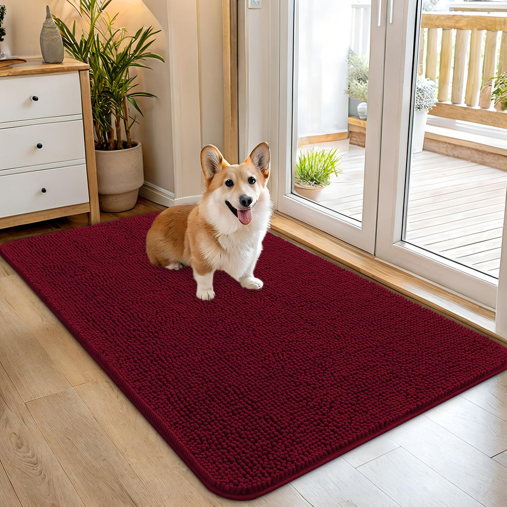 OLANLY Dog Door Mat for Muddy Paws 45x27, Super Absorbent Chenille Mud Mat