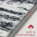 KOZYFLY Modern Abstract Washable Rug Runner 2.6x12 Hallway Rug Runner Non-Slip Soft Kitchen Runner Rugs, Black Navy Blue Grey Striped Carpet for Entryway Bathroom Laundry Room Foyer