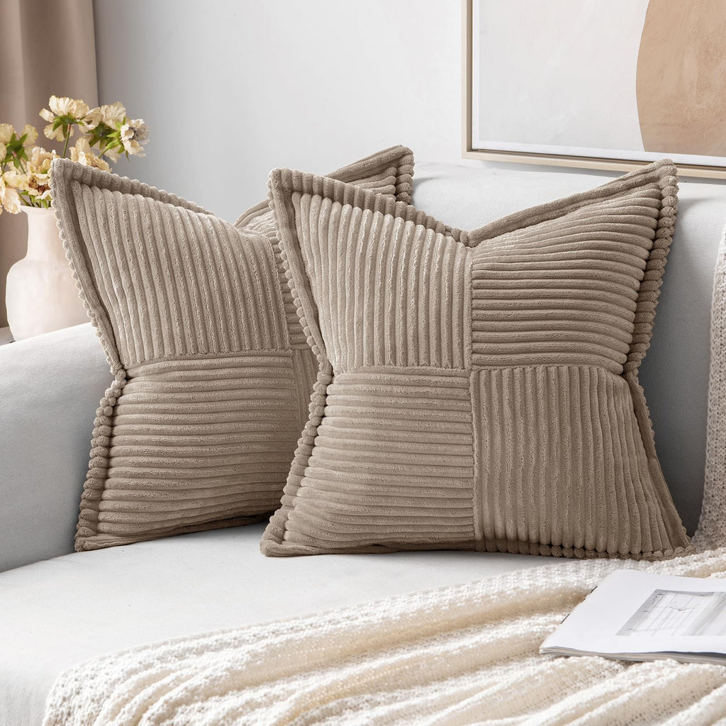 MIULEE Decorative Throw Pillow Covers for Couch 20x20 Inch Light Brown