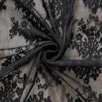 YJ YANJUN Vintage Lace Curtains 63 Inch Length-Victorian Floral Pattern Black Sheer Curtain Panels for Living Room Bedroom,Light Filtering, Gothic Witchy Halloween Drapes 2 Panels 52W x 63L