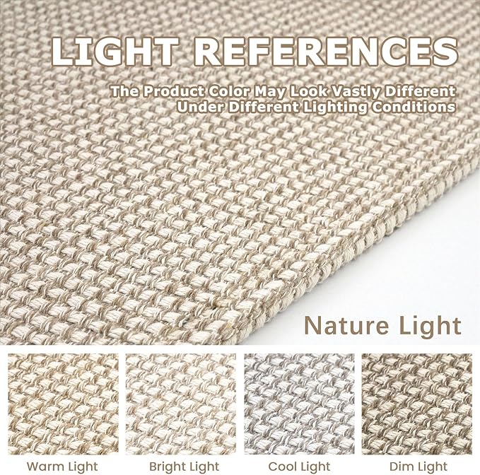 KOZYFLY Washable Area Rug 5x7 ft Rubber Backed Non Slip Rugs for Living Room Braided Cotton Bedroom Rug Woven Office Rugs Indoor Outdoor Floor Carpets for Dining Bedroom Living Room, Ivory/Khaki