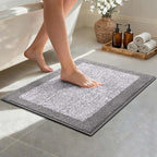 Bathroom Rugs 24x17 Non Slip Washable, Light Grey Bath Mat for Bathroom Floor Tub, Soft Absorbent Quick Dry Mats for Shower, Bathtub,Home Decor