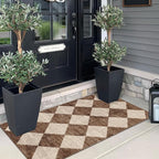 Othilic Front Door Mat Indoor Entrance - 2x4.3 Ft Brown Beige Diamond Rug