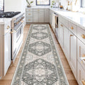 OPPODREAM Soft Area Rugs 2x10, Persian-Inspired Washable Rug, Greenish Grey