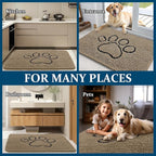 OLANLY Dog Door Mat for Muddy Paws 70x24, Paw Print Design, Absorbs Moisture and Dirt, Absorbent Non-Slip Washable Doormat, Quick Dry Chenille Mud Mat for Dogs, Entry Indoor Entryway Carpet, Tan