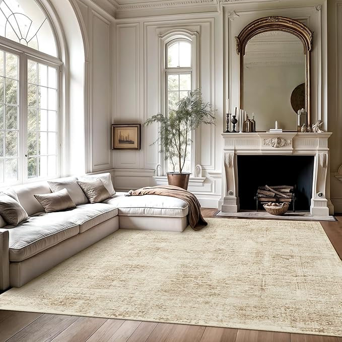 Soalmost Washable Area Rug 8x10 Large Soft Living Room Rugs Light Brown