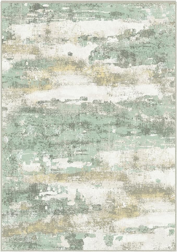 BEIMO 10x12 Green Abstract Area Rug, Washable Non-Slip for Bedroom