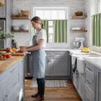RYB HOME 100% Blackout Short Curtains for Small Window, Thermal Insulated Total Room Darkening Noise Reducing Curtains for Kitchen Bathroom Basement, 42 inches Wide by 48 inches Long, Sage Green