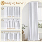 Guken White 100% Blackout Linen Curtains 144 Inch Length 2 Panels Set for Living Room Bedroom Back Tab Thermal Insulated Black Out Drapes Room Darkening Window Curtains