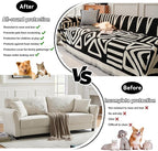 HANDONTIME Boho Sofa Covers for Dogs Black Couch Sofa Covers for 3 Cushion Couch Sofa Beige Chenille Sofa Slipcover Washable Sectional l Shaped Covers Pets Protector Furniture Covers, 71" X150"