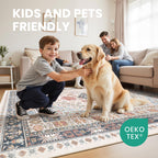 zesthome Pink Rugs for Bedroom-7x9 Area Rugs for Living Room,Blue Red