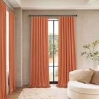 Pitalk Blackout Burnt Orange Curtain for Bedroom 96 Inch Length 2 Panels Back Tab Pocket Room Darkening Privacy Thermal Ochre Dark Orange Black Out Linen Drape for Living Room 52x96 Long Western Decor
