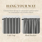 RYB HOME Grey Linen Blackout Curtains for Sliding Glass Door, 100% Blackout Linen Textured Thermal Privacy Modern Drape Panels for Dining Room Large Window, 52" W x 90" L, 2 Panels Set