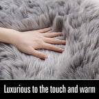 LOCHAS Soft Fluffy Faux Fur Rugs for Bedroom Bedside Rug 2x4 Feet, Grey