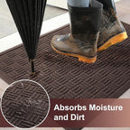 Mibao Front Door Mat Indoor Outdoor Entrance, Dirt Trapping Waterproof All-Season, All-Weather Doormat, Non-Slip Durable Natural Rubber Low Profile Easy Clean Patio Entrance Mat, 36" x 24", Coffee