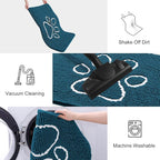 Smiry Dog Door Mat for Muddy Paws, Absorbent Dirt Trapper Non Slip Quick Dry Washable Chenille Mat for Mud Dogs, Entry Rug for Indoor and Outdoor (59x35 Inches, Atlantic Blue and White)