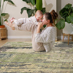 Toneed Abstract Area Rug Modern Washable Rug Soft Non Slip Rug Low Pile for Bedroom Living Room Dining Room Green 5x7 Feet