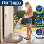 Smiry Half Circle Front Door Mat Outside Entrance, Heavy Duty Sturdy Natural Rubber Doormat, Trap Dirt and Moisture, Low Profile Mats for Indoor Outdoor Entry, Irregular Triangle (29.5x17, Coffee)