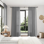 Nanspring Dark Grey Linen Curtains 80 Inches Long for Bedroom Rod Pocket Back Tab Light Filtering Semi Sheer Curtain Farmhouse Decor Linen Textured Drapes for Living Room 2 Panels Set 52x80