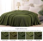 Whale Flotilla Extra Large Fuzzy Fleece Throw Blanket for Couch, 50x70 Inch Fluffy Warm Soft Jacquard Blankets for All Season, Lightweight and Cozy, Olive