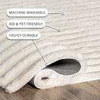 Nuloom SuperiorWash Collection Kai Off-White, 5' x 8', Fluffy and Cozy, High Traffic, Stain Resistant, Easy Clean, Durable Washable Area Rug for Bedroom, Living Room, Dining, Den, Foyer, Entryway