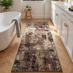 2x6 Brown Rug Runners for Hallways Kitchen Runner Rug Non Slip Washable Coffee Long Runner Rugs with Rubber Backing Soft Abstract Carpet Runner for Bedroom, Kitchen, Bathroom, Entryway