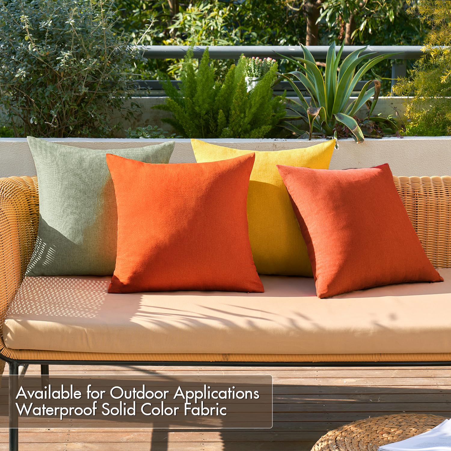 MIULEE Pack of 4 Decorative Outdoor Throw Pillow Covers Linen Waterproof Pillow Covers Summer Farmhouse Cushion Cases for Patio Garden Tent Balcony Couch Sofa 18x18 Inch Rust Green