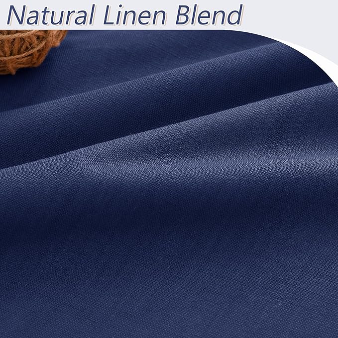 Guken 100% Blackout Curtains 96 Inch Length 2 Panels Set for Living Room Bedroom Back Tab Thermal Insulated Black Out Linen Drapes Room Darkening Window Curtains 96 Inches Long,Classic Blue
