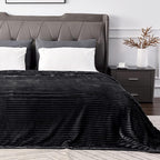 BEDELITE 3D Ribbed Jacquard Black Full Size Blankes for Bed, 84x90 Inch