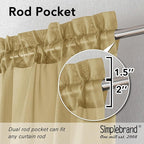 Simplebrand Rod Pocket Top Solid Voile Sheer Curtains for Bedroom, 54 Inch Length Drapes Set of 2, Lightweight and Light Filtering Elegant Curtains Panels Window Treatment, 42W×54L, Gold