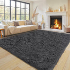 Pionblank Super Fluffy Area Rug for Living Room 5x7 Feet, Modern Indoor Shaggy Carpet, Soft Plush Non Slip Rugs for Bedroom Kids Room Teens Dorm Cloakroom Home Decor, Charcoal Grey