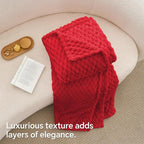 BEDELITE Fleece Twin Blanket for Couch & Bed - 3D Jacquard Decorative Red Throw, Super Soft and Cozy Warm Fuzzy Blanket All Seasons Suitable, 60x80Inches