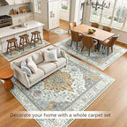 RELEANY Area Rugs 5'x8' Washable Non-Slip, Floral Vintage Distress Print Pattern Medallion Carpet for Living Room Bedroom Dining Room, Light Yellow Carbon Grey Orange