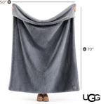 UGG Euphoria Faux Fur Throw Blanket, Oversized Soft Throw for Couch or Bed, Luxury Room Decor, Giftable Fuzzy Blankets, Machine Washable, 50-inch x 70-inch, Chambray Blue Grey