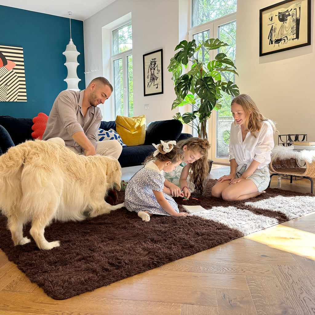 OLANLY 2x8 Machine Washable Runner Rugs for Hallway, Soft Fluffy Shaggy Bedside Rugs for Bedroom, Living Room, Indoor Floor Carpet for Kids Girls and Boys, Nursery Rooms, Home Decor Aesthetic, Coffee