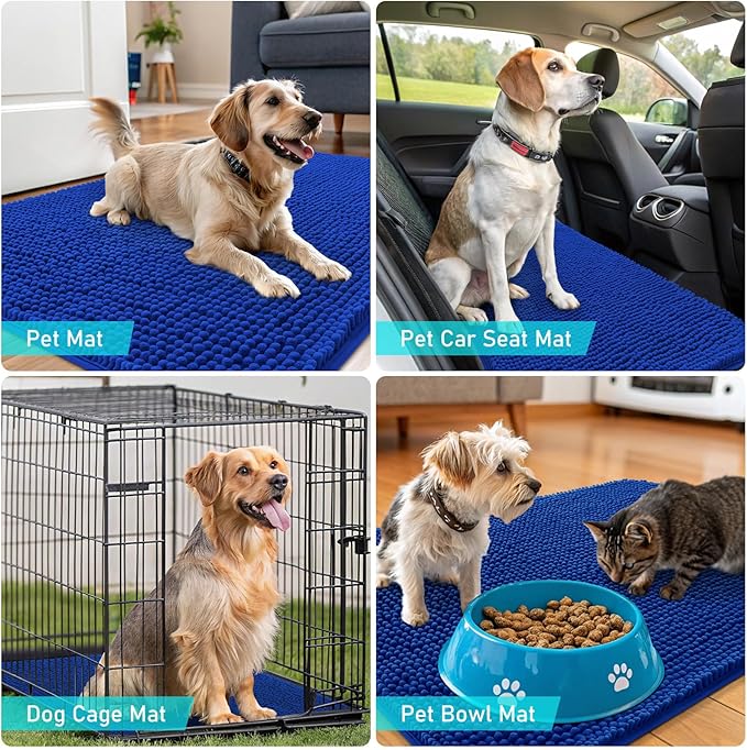 OLANLY Dog Door Mat for Muddy Paws 70x35, Super Absorbent Chenille Mud Mat