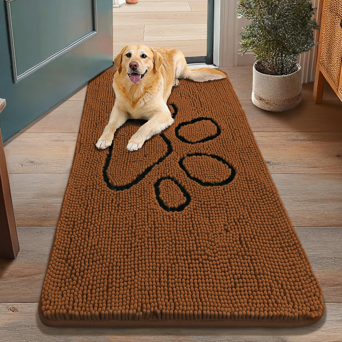 Smiry Dog Door Mat for Muddy Paws, Absorbent Non Slip Dirt Trapper, 48x30