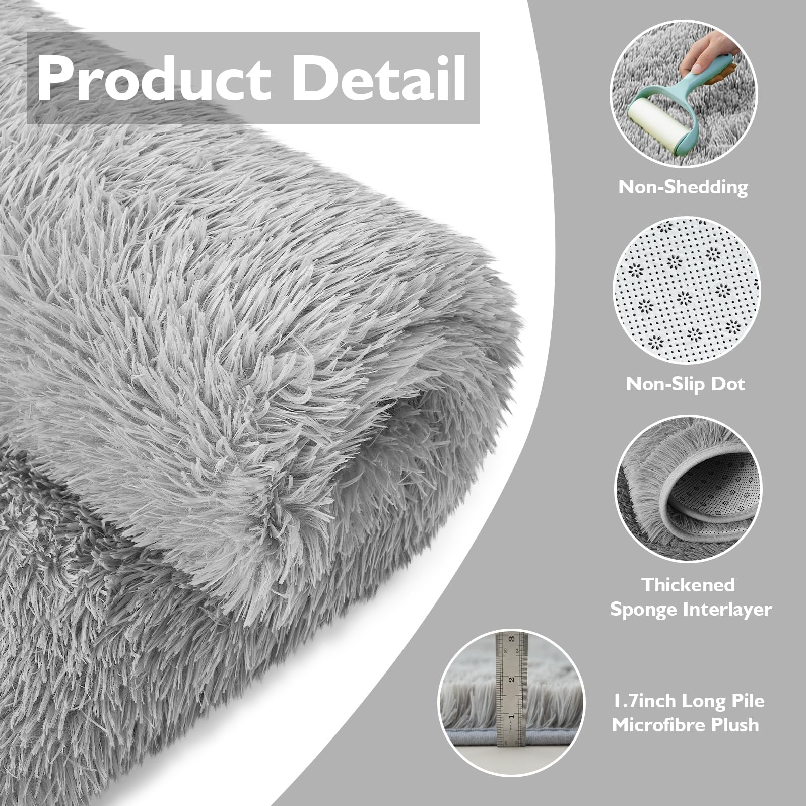 Ultra Soft Fluffy Area Rugs for Bedroom Living Room,10x14 Grey Rug