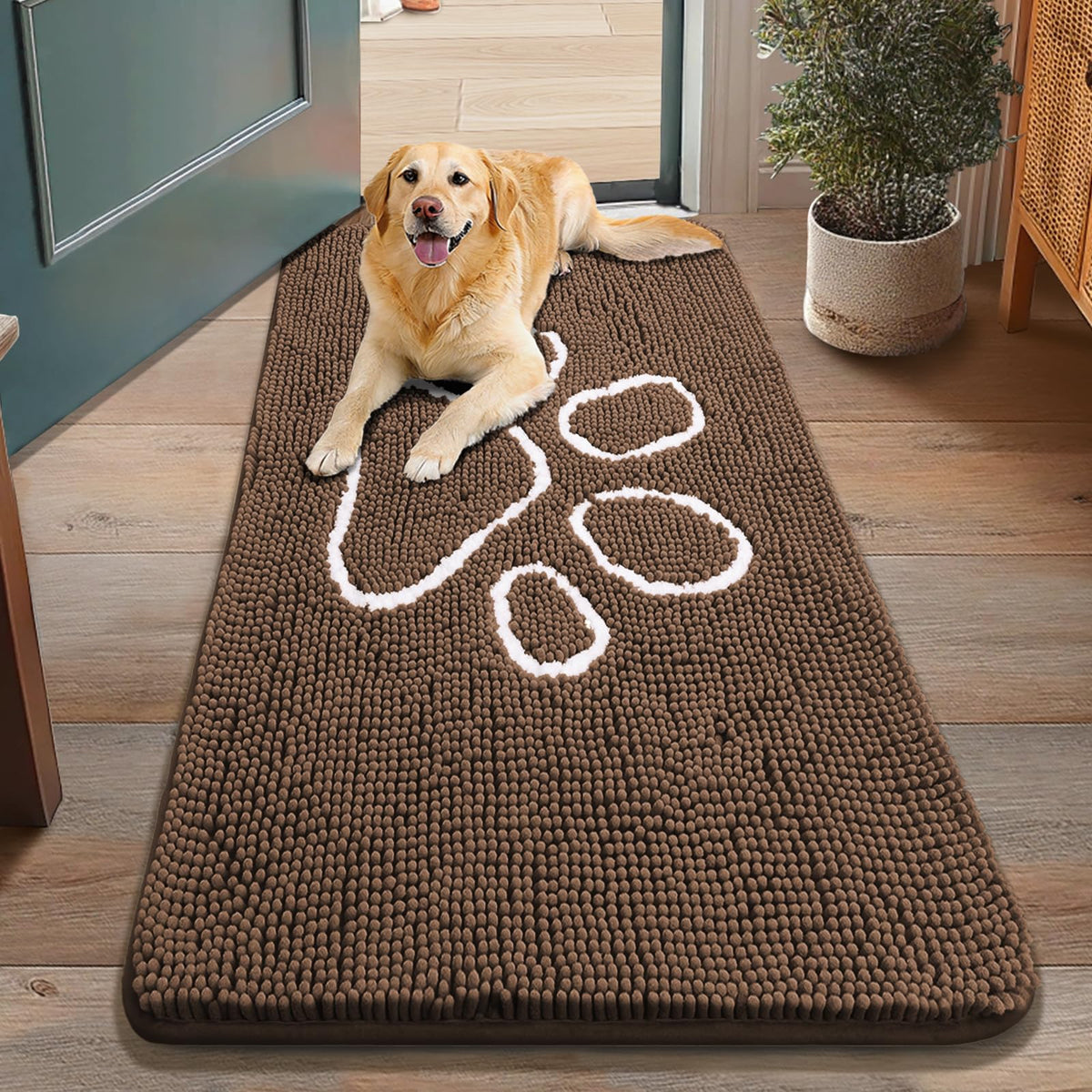 Smiry Dog Door Mat for Muddy Paws, Absorbent Non Slip Dirt Trapper, 48x30
