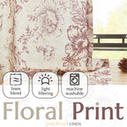 jinchan Vintage Floral Linen Curtains 54 Long for Living Room 2 Panels