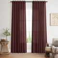 Nanspring Reddish Brown Linen Curtains 84 Inch Length 2 Panels Set for Living Room Back Tab Light Filtering Semi Sheer Curtain for Bedroom Farmhouse Drapes, 52x84 Inch, 2 Panels