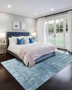 Latte&Fog 8x10 Area Rugs for Living Room, Large Blue Modern Abstract Washable Rug, Boho Non Slip Low Pile Carpet for Indoor Bedroom Dining Room, Office, Dorm, Classroom, Farmhouse and Kids Room - Blue