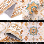 HEBE Boho Kitchen Rug Sets 3 Piece with Runner Non Slip Kitchen Rugs and Mats Washable Kitchen Mats for Floor Thick Kitchen Floor Mat Carpet Runner Rugs for Hallway Laundry Holiday Decor