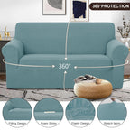 U-NICE HOME Oversized Stretch Loveseat Couch Cover, Light Blue