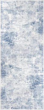 IOHOUZE Abstract Runner Rug 2x5 Ft Washable Runners for Hallways, Non Slip Kitchen Runner Printed Faux Wool Entryway Runner Indoor, Modern Floor Carpet for Hall Kitchen Bedroom, Light Blue Grey