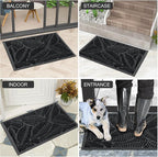 Colorxy Waterproof Doormat, Sturdy Natural Rubber Front Indoor Mat, Non Slip Low Profile Indoor Outdoor Door Mats, Stain and Fade Resistant Floor Mat, Easy Clean Patio Entrance Mat, 59''x36'', Black